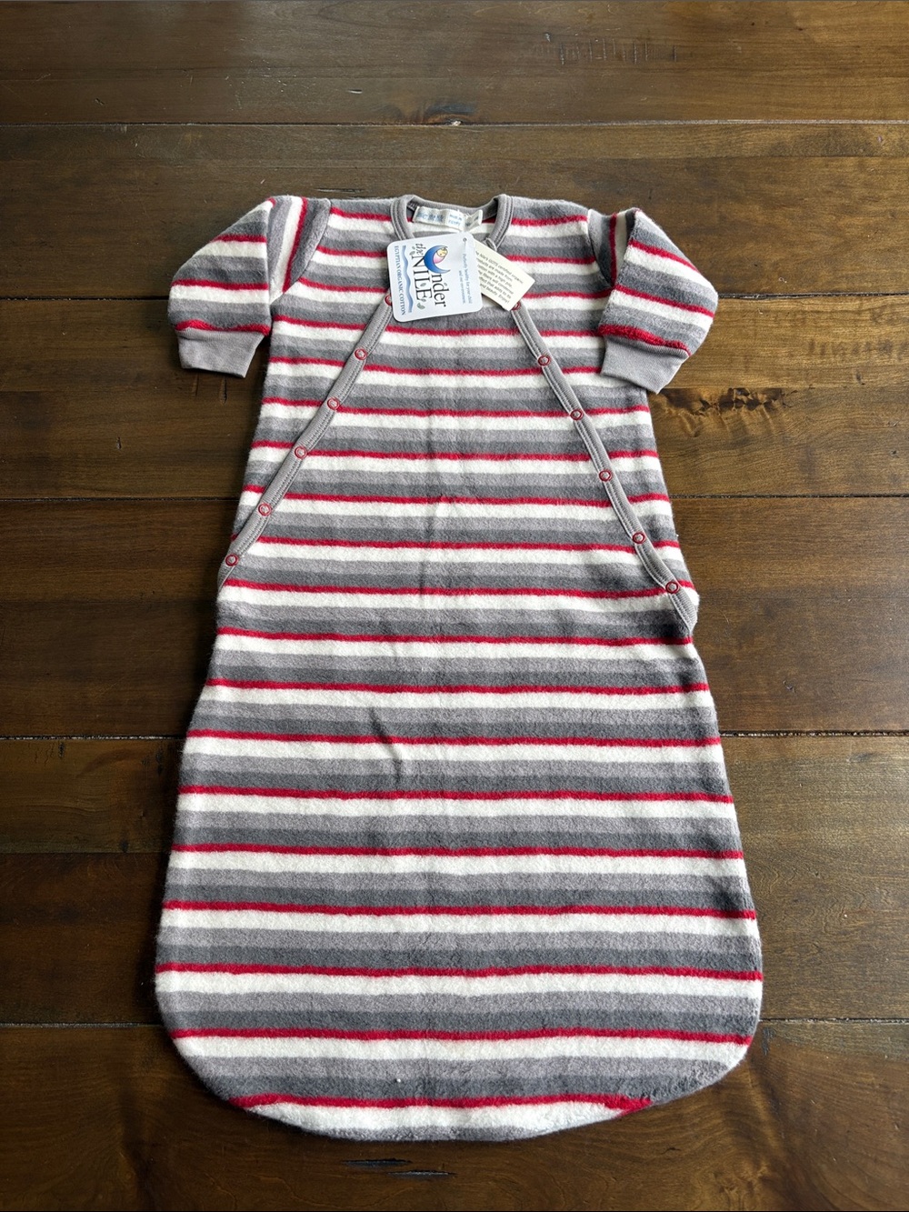 Under the Nile Striped Grey and Red Kids Sleep Sack Pajamas organic cotton